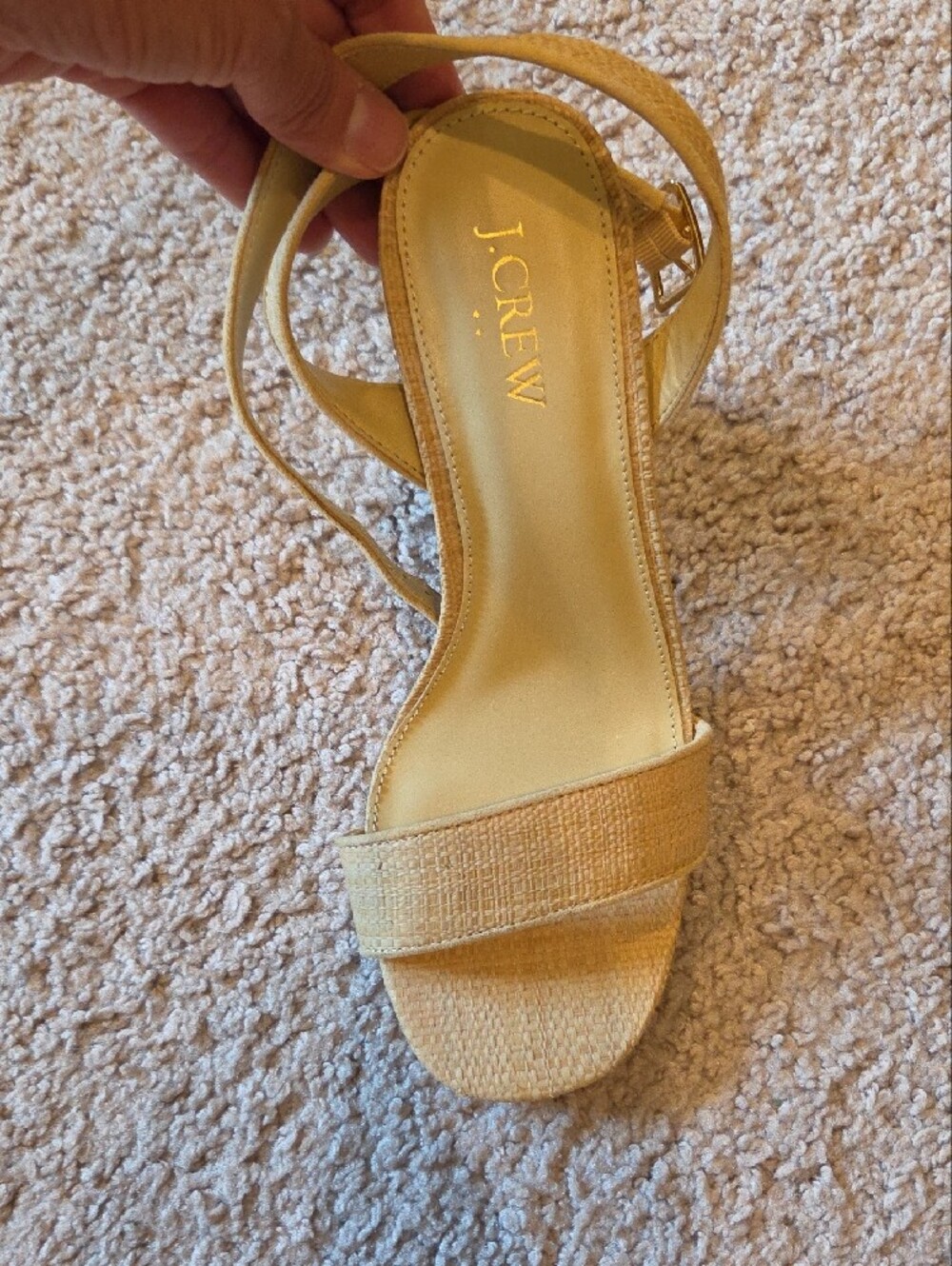 J. Crew Yellow Woven Block Heel Sandals